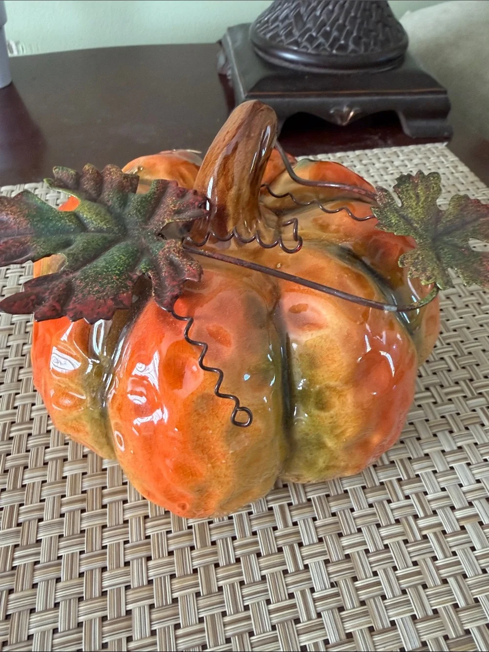 Set of 2 ceramic Pumpkins Halloween decor